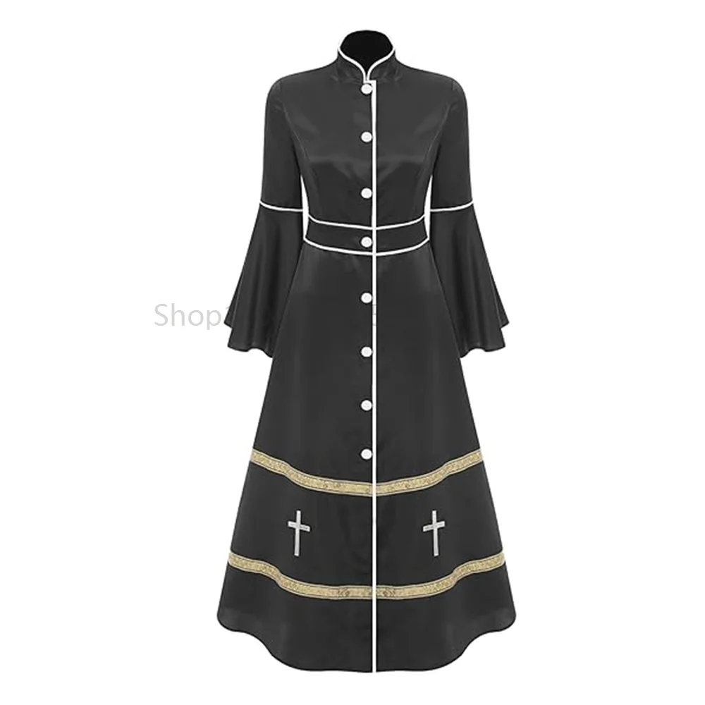 Womens Church Clergy Robe Gown Preachers Flared Sleeves Maxi Dress Priest Costume Pulpit Cosplay Robes
Womens Church Clergy Robe Gown Preachers Flared Sleeves Maxi Dress Priest Costume Pulpit Cosplay Robes