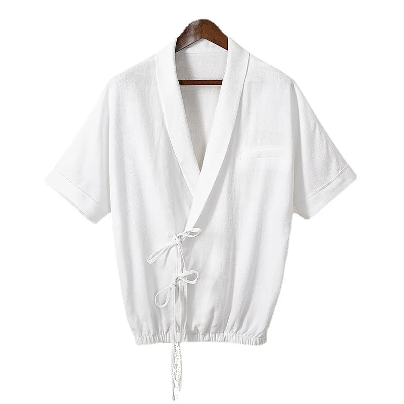 Spring and Summer New Chinese Style Solid Color Retro Men's Hanfu Casual Short-sleeved T-shirt
Spring and Summer New Chinese Style Solid Color Retro Men's Hanfu Casual Short-sleeved T-shirt
