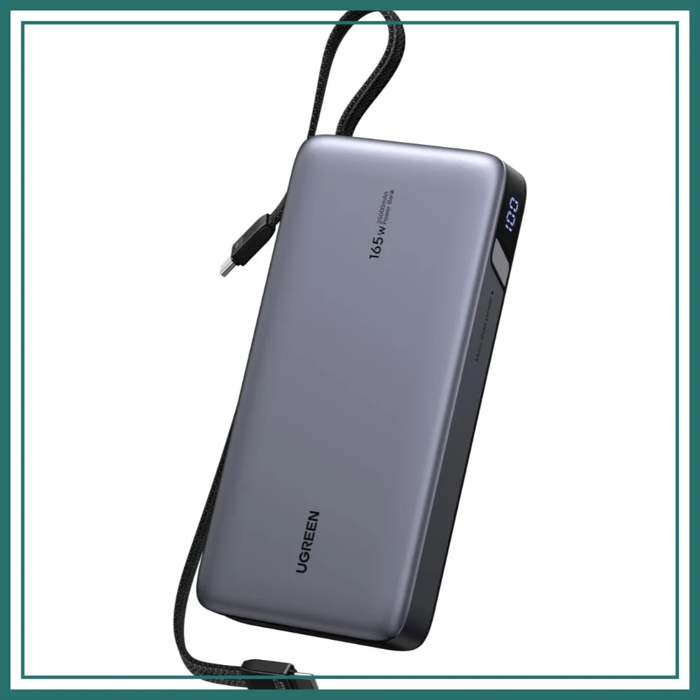 25000mAh 165W Laptop Portable Charger with 2 Built-in USB-C Cables, 90Wh Fast Charging Business Travel Battery Pack for MacBook Pro/Air/iPhone/Samsung/Dell/HP/Lenovo
25000mAh 165W Laptop Portable Charger with 2 Built-in USB-C Cables, 90Wh Fast Charging Business Travel Battery Pack for MacBook Pro/Air/iPhone/Samsung/Dell/HP/Lenovo