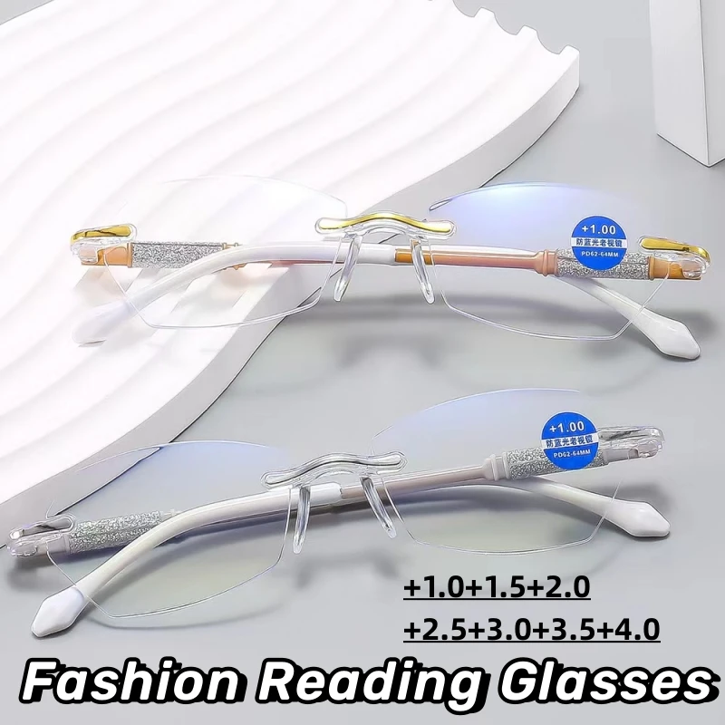 Stylish Rimless Women's Reading Glasses Trendy New Diamond Cut Presbyopia Eyewear Men Blue Light Blocking Far Sighted Eyeglasses
Stylish Rimless Women's Reading Glasses Trendy New Diamond Cut Presbyopia Eyewear Men Blue Light Blocking Far Sighted Eyeglasses