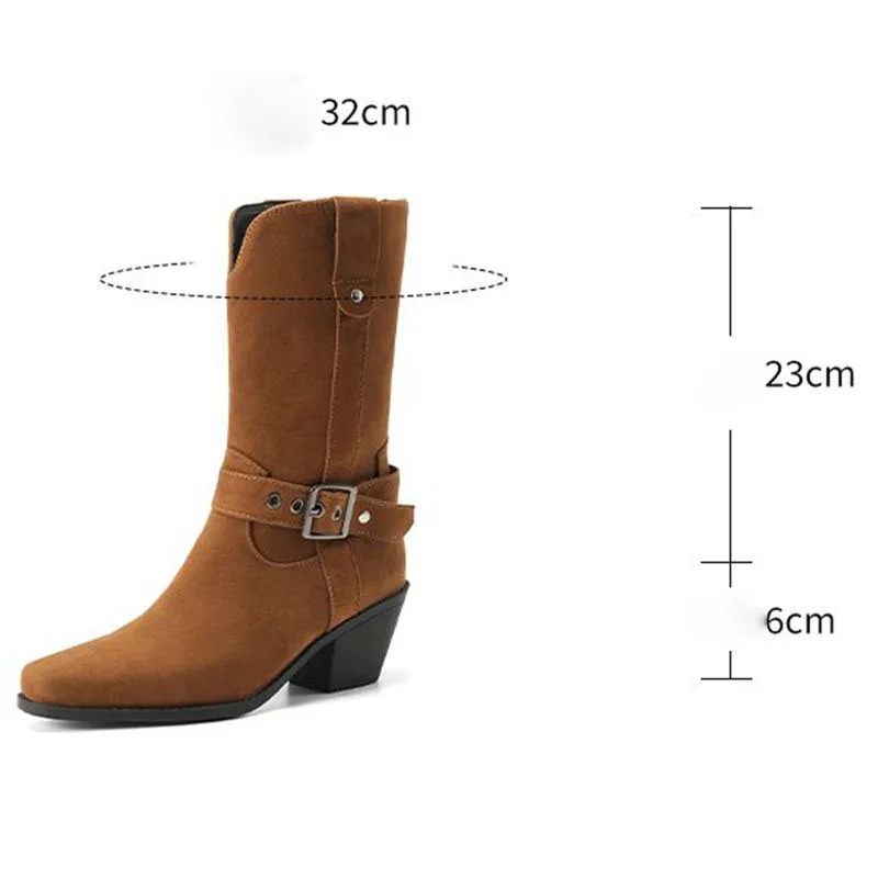 ORCHA LISA Fashion Women's Western Boots Square Toe 6cm Block Heel Slip On Belt Buckle Flock Suede Plus Size 43-44 Casual Daily
ORCHA LISA Fashion Women's Western Boots Square Toe 6cm Block Heel Slip On Belt Buckle Flock Suede Plus Size 43-44 Casual Daily