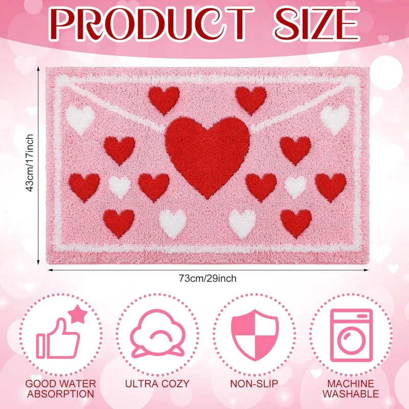 VIKAMA Heart Envelope Pink Red Mat Weeding's Day Bathroom Water Absorbent Rug Wedding Room Entryway Skin Friendly Easy Clean
VIKAMA Heart Envelope Pink Red Mat Weeding's Day Bathroom Water Absorbent Rug Wedding Room Entryway Skin Friendly Easy Clean