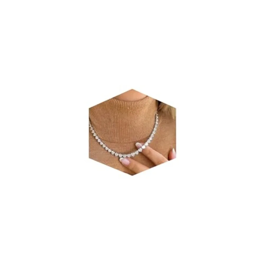 Silver Plated Rhinestone Necklaces for Women, Dainty Adjustable Layered Tennis Heart Choker Jewelry Gifts for Parties and Weddi
Silver Plated Rhinestone Necklaces for Women, Dainty Adjustable Layered Tennis Heart Choker Jewelry Gifts for Parties and Weddi