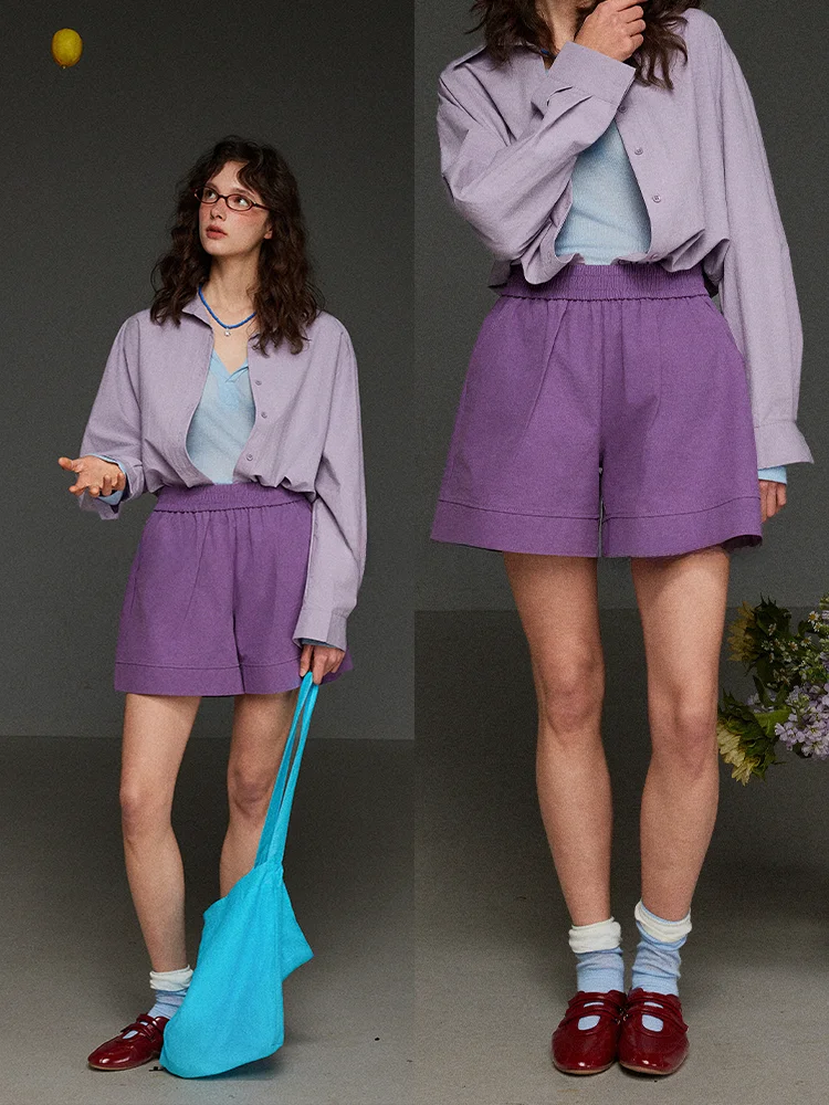 TNIT Retro Purple High Waist Slimming Casual Wide Leg Five-Point Pants Women's Loose Texture Sensation Spring Summer Shorts
TNIT Retro Purple High Waist Slimming Casual Wide Leg Five-Point Pants Women's Loose Texture Sensation Spring Summer Shorts