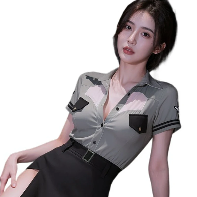 Sexy Lingerie Exotic Sets Instructor Cosplay Costume V-neck Blouse Top Short Skirt Policewoman Officer Roleplay Uniform 2026 New
Sexy Lingerie Exotic Sets Instructor Cosplay Costume V-neck Blouse Top Short Skirt Policewoman Officer Roleplay Uniform 2026 New