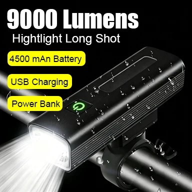 Велосипедный фонарь 9000 лм, 4500 мАч, USB-перезаряжаемый, с функцией Power Bank, для MTB и шоссейных велосипедов, водонепроницаемый
Велосипедный фонарь 9000 лм, 4500 мАч, USB-перезаряжаемый, с функцией Power Bank, для MTB и шоссейных велосипедов, водонепроницаемый