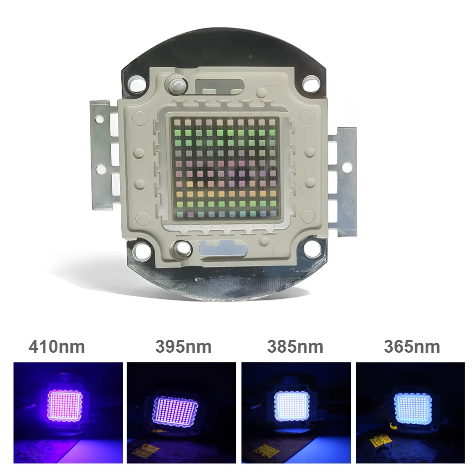 100W Purple High Power LED Ultra Violet Color 100 Watts 365nm 375nm 385nm 395nm 410nm 430nm 32-36V Violet LED Lamp bead
100W Purple High Power LED Ultra Violet Color 100 Watts 365nm 375nm 385nm 395nm 410nm 430nm 32-36V Violet LED Lamp bead