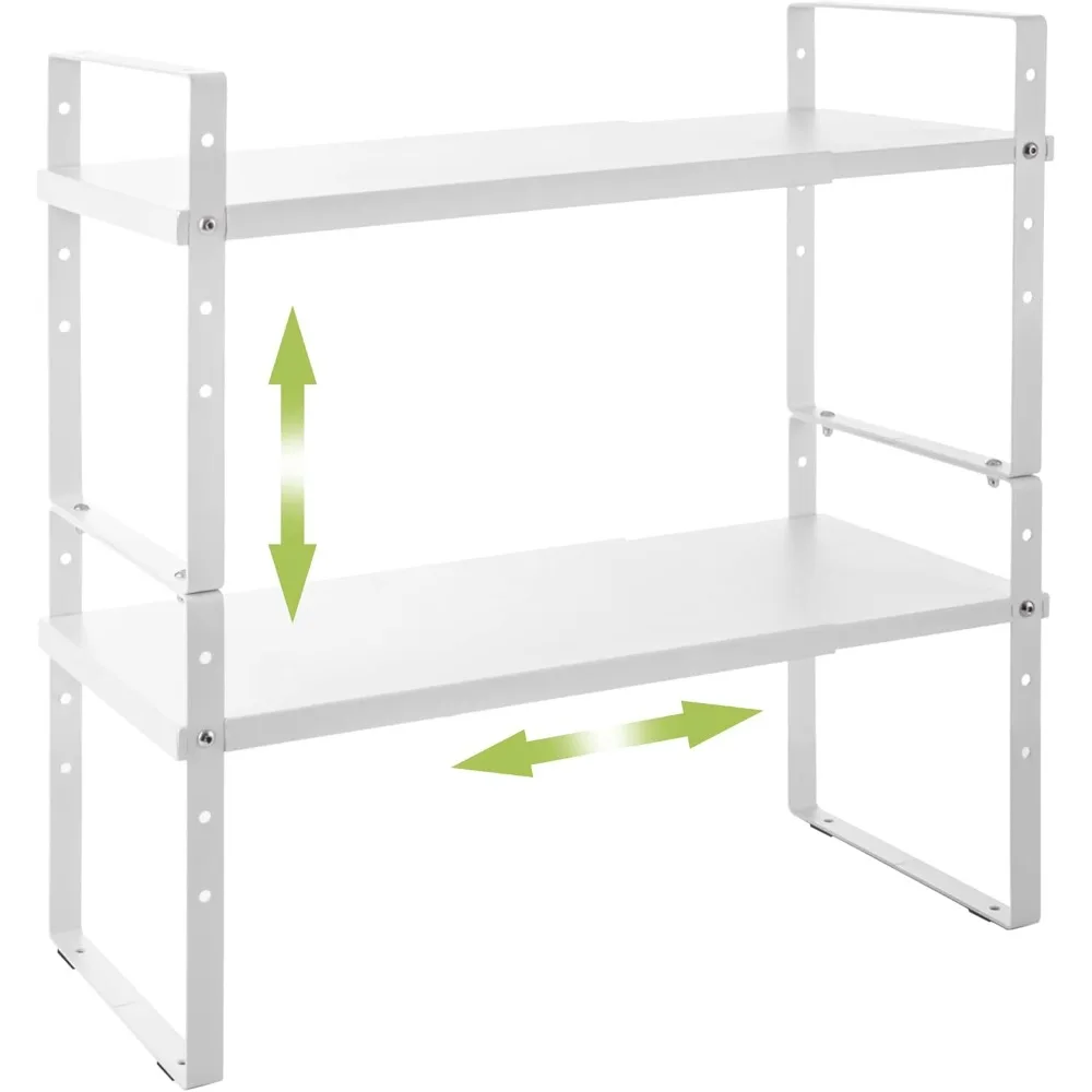 Stackable Kitchen Counter Storage Shelves Stand, Adjustable Height Pantry Shelf Spice Rack (White, 2 Pack)
Stackable Kitchen Counter Storage Shelves Stand, Adjustable Height Pantry Shelf Spice Rack (White, 2 Pack)
