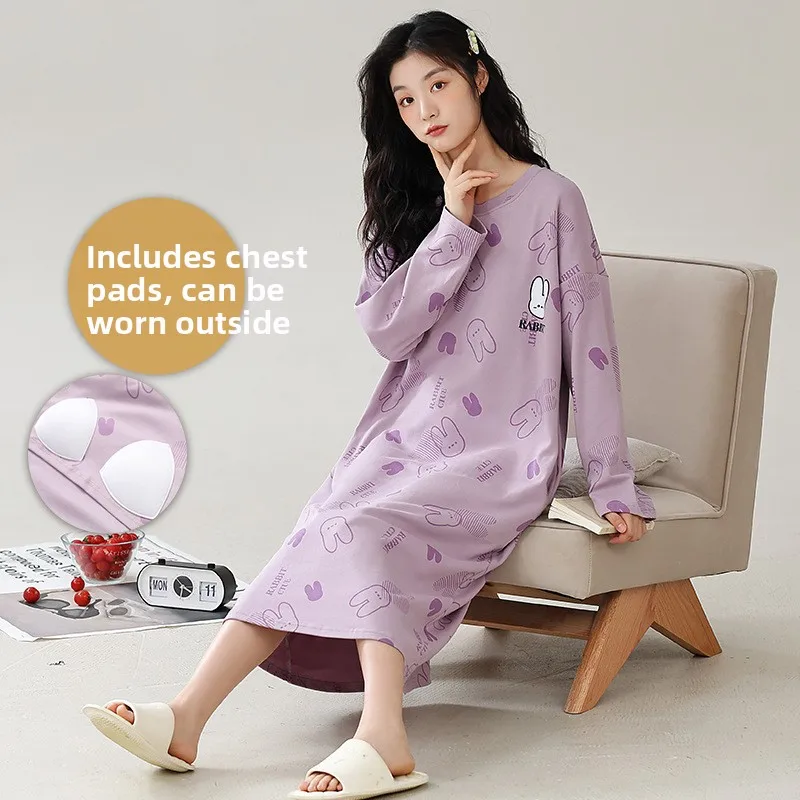 2023 New Women's Long Sleeve Cotton Sleep Dress Casual Korean Style Spring Autumn plus Size Dress with Chest Pad Home Clothes
2023 New Women's Long Sleeve Cotton Sleep Dress Casual Korean Style Spring Autumn plus Size Dress with Chest Pad Home Clothes