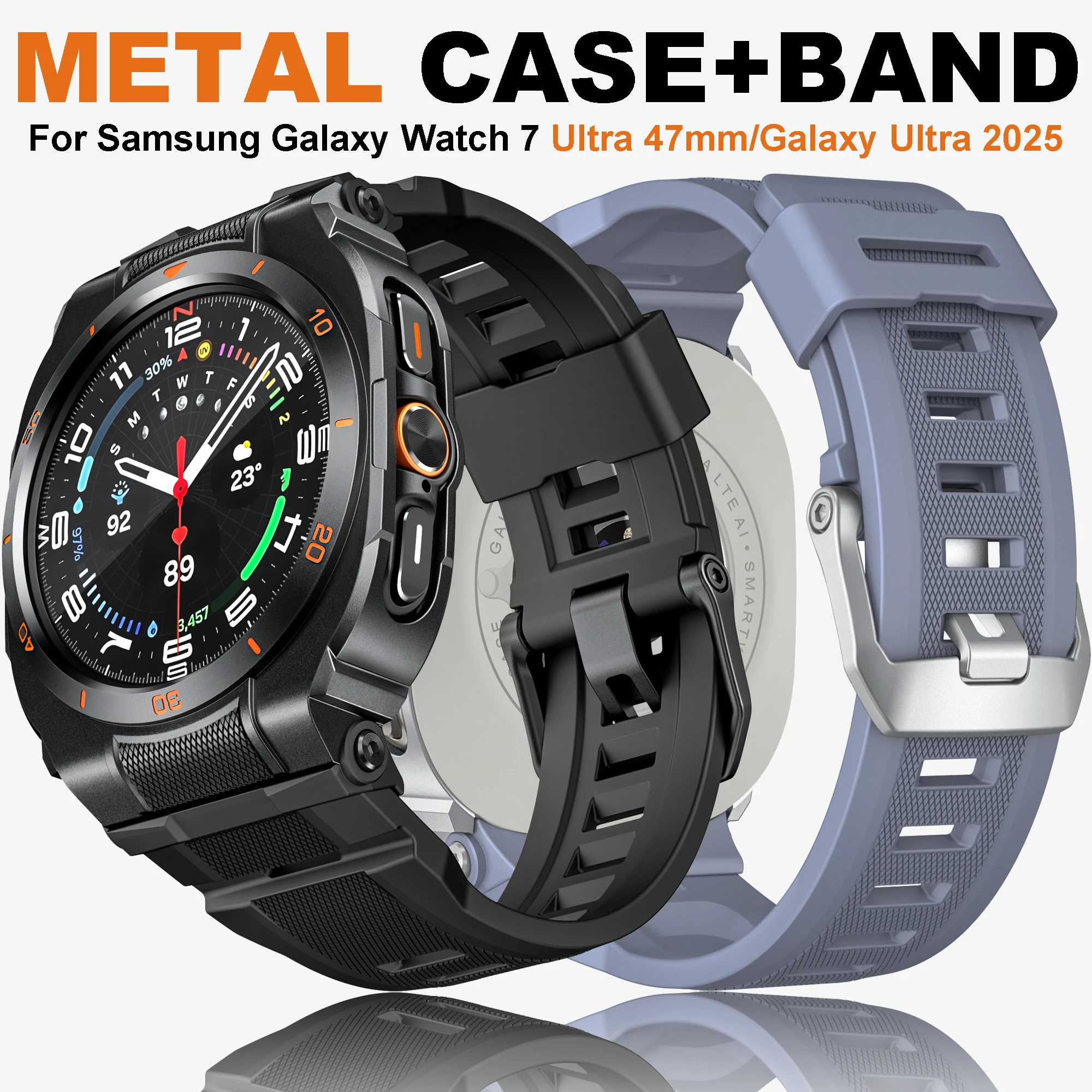 Metal Case+Strap for Samsung Galaxy Watch Ultra 2025 47mm Silicone Sport Bracelet Correa for Galaxy Watch 7 Ultra 2 Accessories
Metal Case+Strap for Samsung Galaxy Watch Ultra 2025 47mm Silicone Sport Bracelet Correa for Galaxy Watch 7 Ultra 2 Accessories