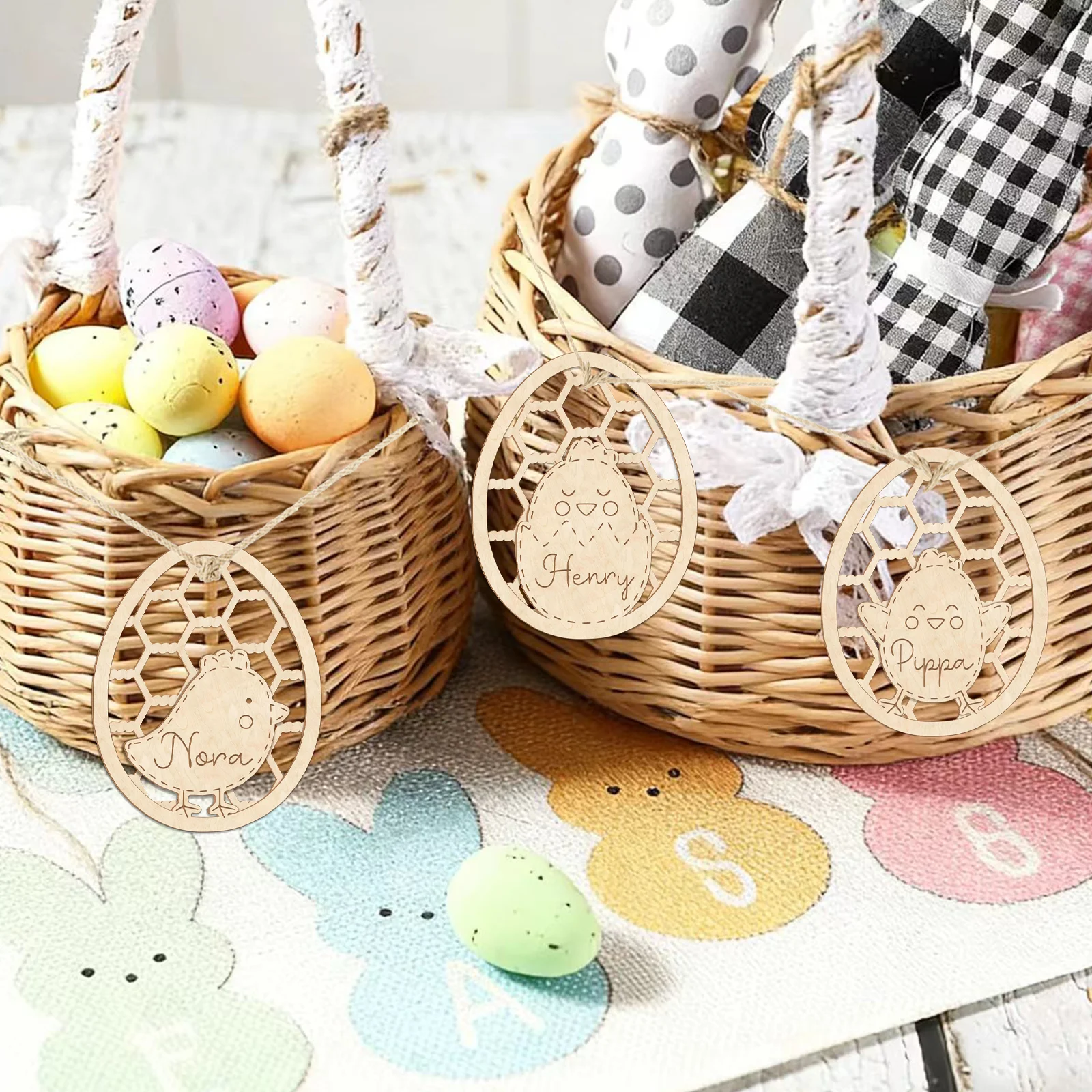 Personalized Wooden Easter Tag, Laser-Cut 3-Design Option Custom Name Engraved Gift Basket Tag for Spring Holiday
Personalized Wooden Easter Tag, Laser-Cut 3-Design Option Custom Name Engraved Gift Basket Tag for Spring Holiday
