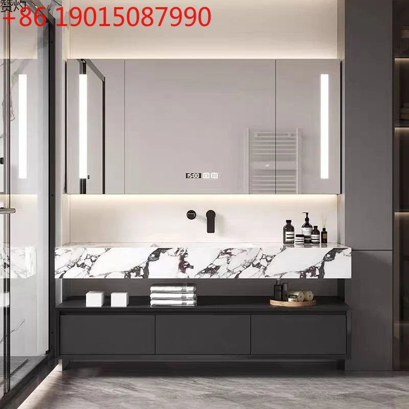 High-end new rock slab countertop seamless integrated bathroom cabinet combination bathroom washbasin simple
High-end new rock slab countertop seamless integrated bathroom cabinet combination bathroom washbasin simple