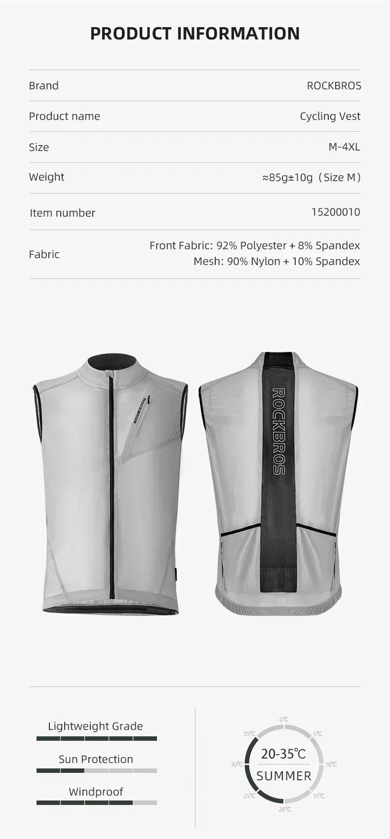 ROCKBROS Cycling Vest MTB Breathable Waterproof Bike Jacket Reflective Safety Vest Outdoor Running Lightweight Sport Wind Vest 
ROCKBROS Cycling Vest MTB Breathable Waterproof Bike Jacket Reflective Safety Vest Outdoor Running Lightweight Sport Wind Vest