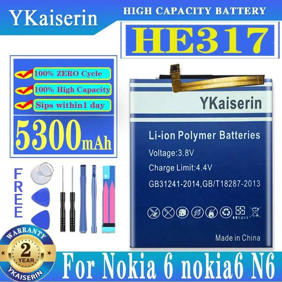 Mobile Phone Battery HE317 5300mAh For Nokia 6 nokia6 N6 TA-1000 TA-1003 TA-1021 TA-1025 TA-1033 TA-1039
Mobile Phone Battery HE317 5300mAh For Nokia 6 nokia6 N6 TA-1000 TA-1003 TA-1021 TA-1025 TA-1033 TA-1039