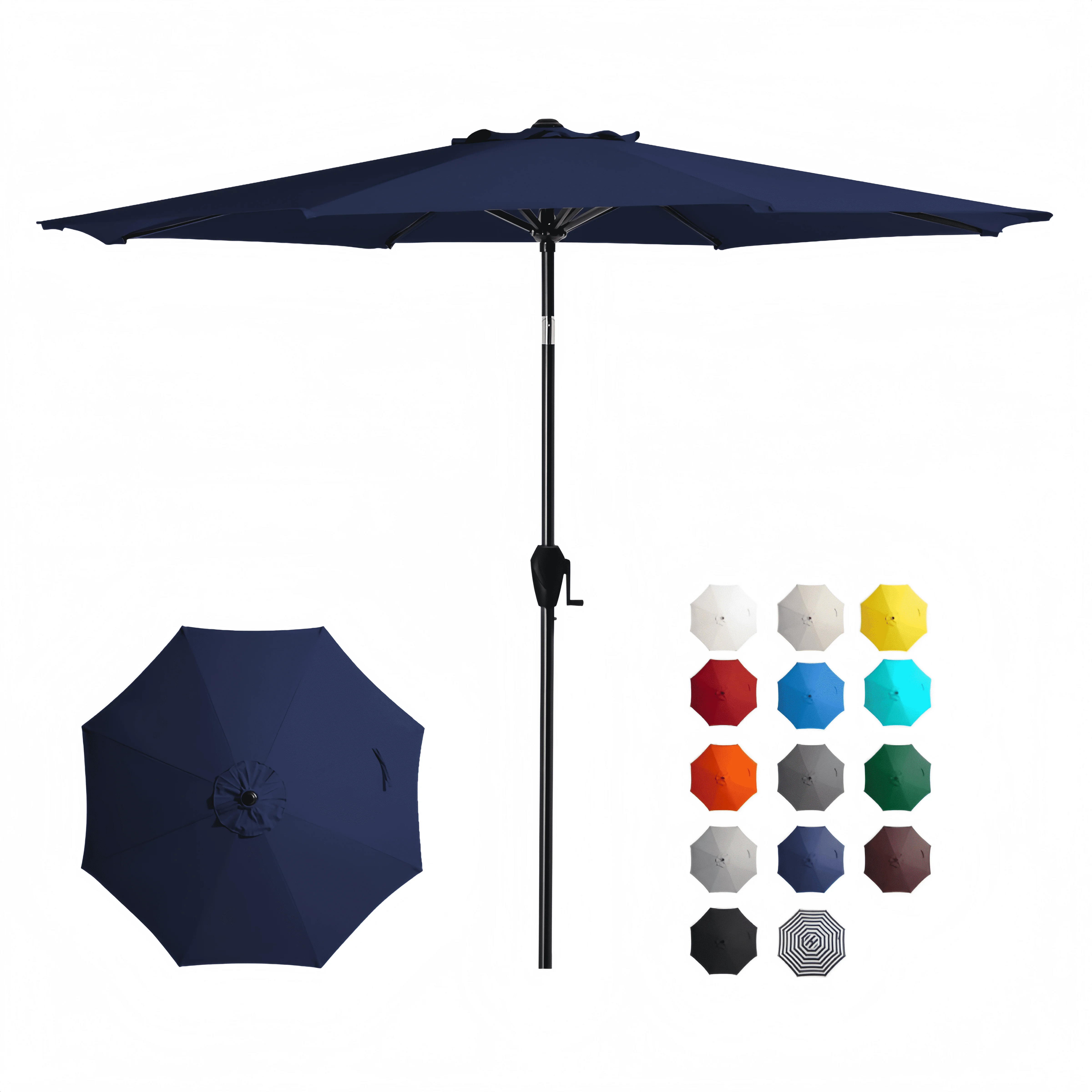 Navy Blue Patio Market Umbrella, UV-Resistant Canopy, Push-Button Tilt and Crank Elevator Design, Perfect for Backyard, Poolside, Deck and Outdoor Dining
Navy Blue Patio Market Umbrella, UV-Resistant Canopy, Push-Button Tilt and Crank Elevator Design, Perfect for Backyard, Poolside, Deck and Outdoor Dining