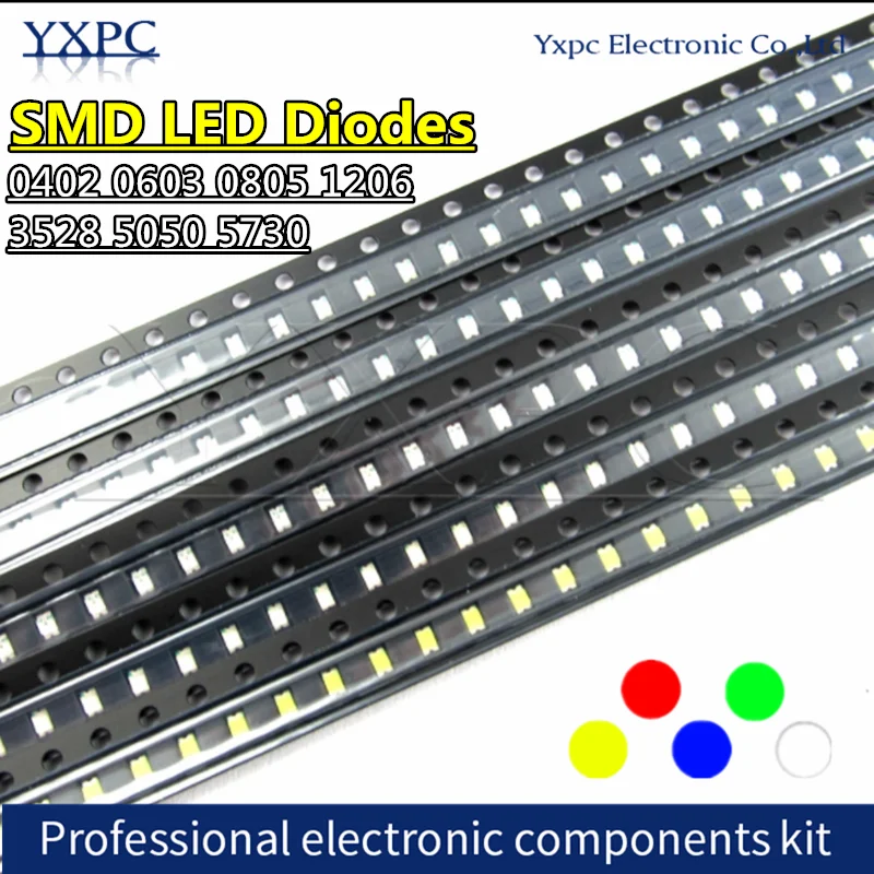 100pcs SMD LED Diode 0402 0603 0805 1206 1210 3528 5050 5730 Red Yellow Green White Blue light emitting diode Clear LED Light
100pcs SMD LED Diode 0402 0603 0805 1206 1210 3528 5050 5730 Red Yellow Green White Blue light emitting diode Clear LED Light