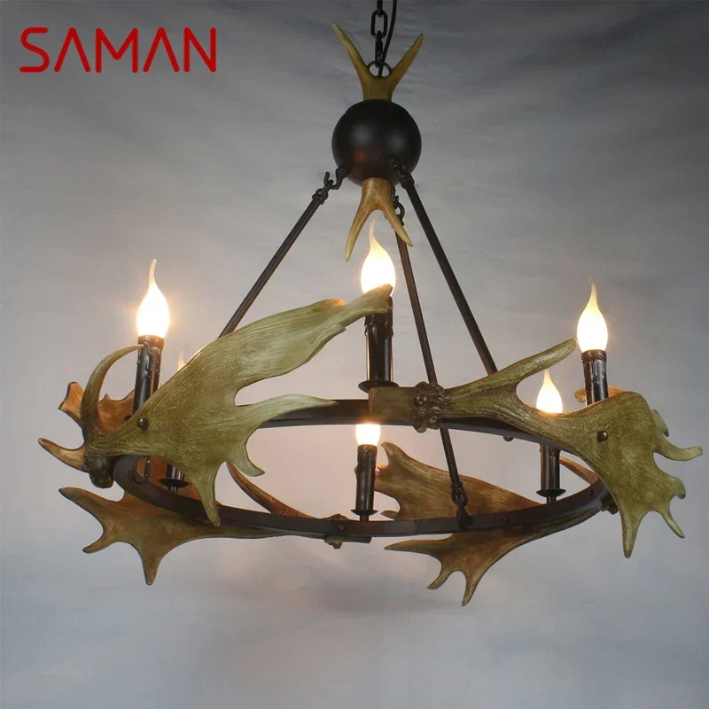 SAMAN American Retro Deer Horn Pendant Lamp Industrial Style Living Room Dining Room Bedroom Study Farmhouse Decoration Light
SAMAN American Retro Deer Horn Pendant Lamp Industrial Style Living Room Dining Room Bedroom Study Farmhouse Decoration Light