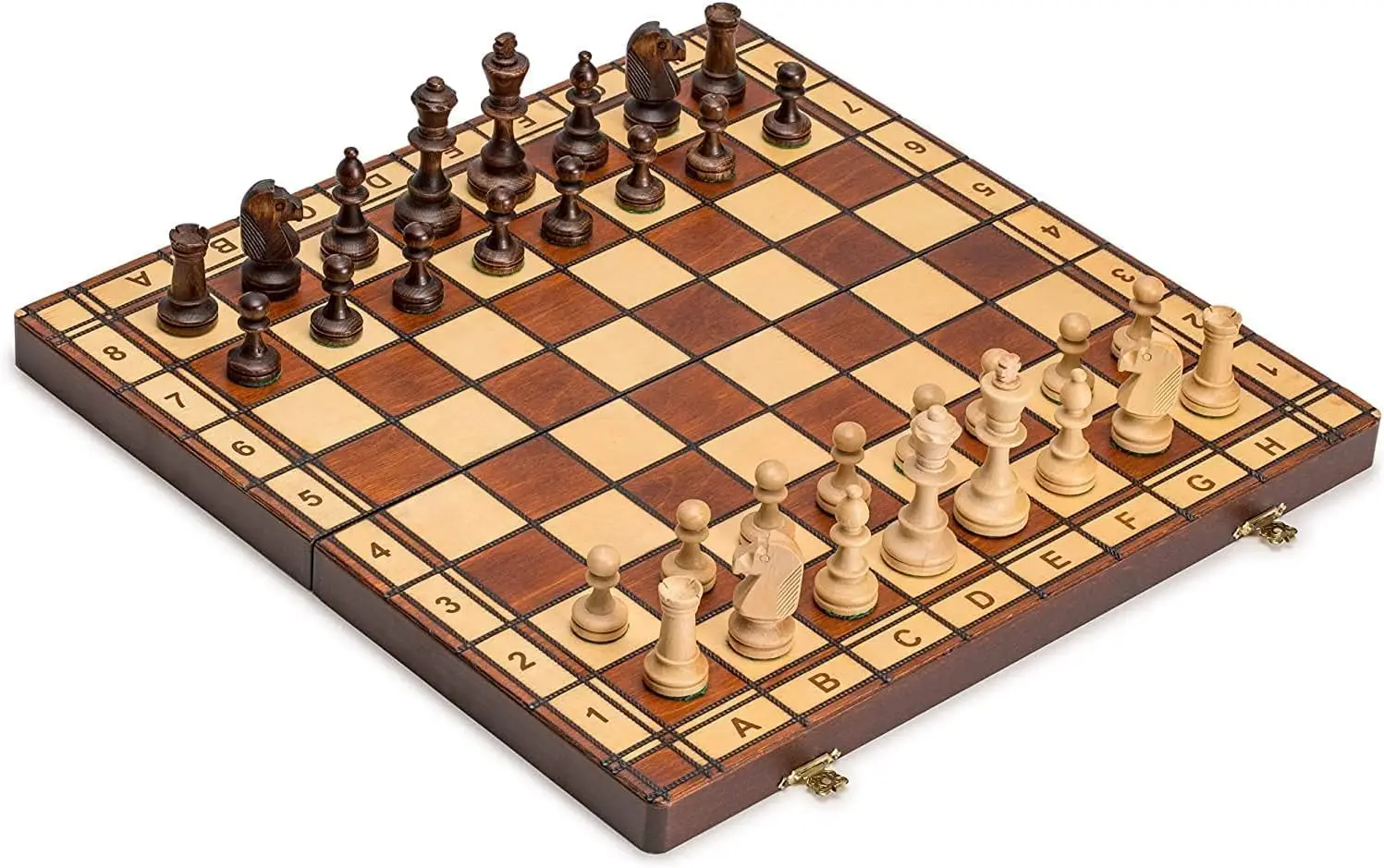 Wooden 16 Inch Folding Chess Board with Hand Carved Pieces - Tournament Standard - Storage Inside
Wooden 16 Inch Folding Chess Board with Hand Carved Pieces - Tournament Standard - Storage Inside