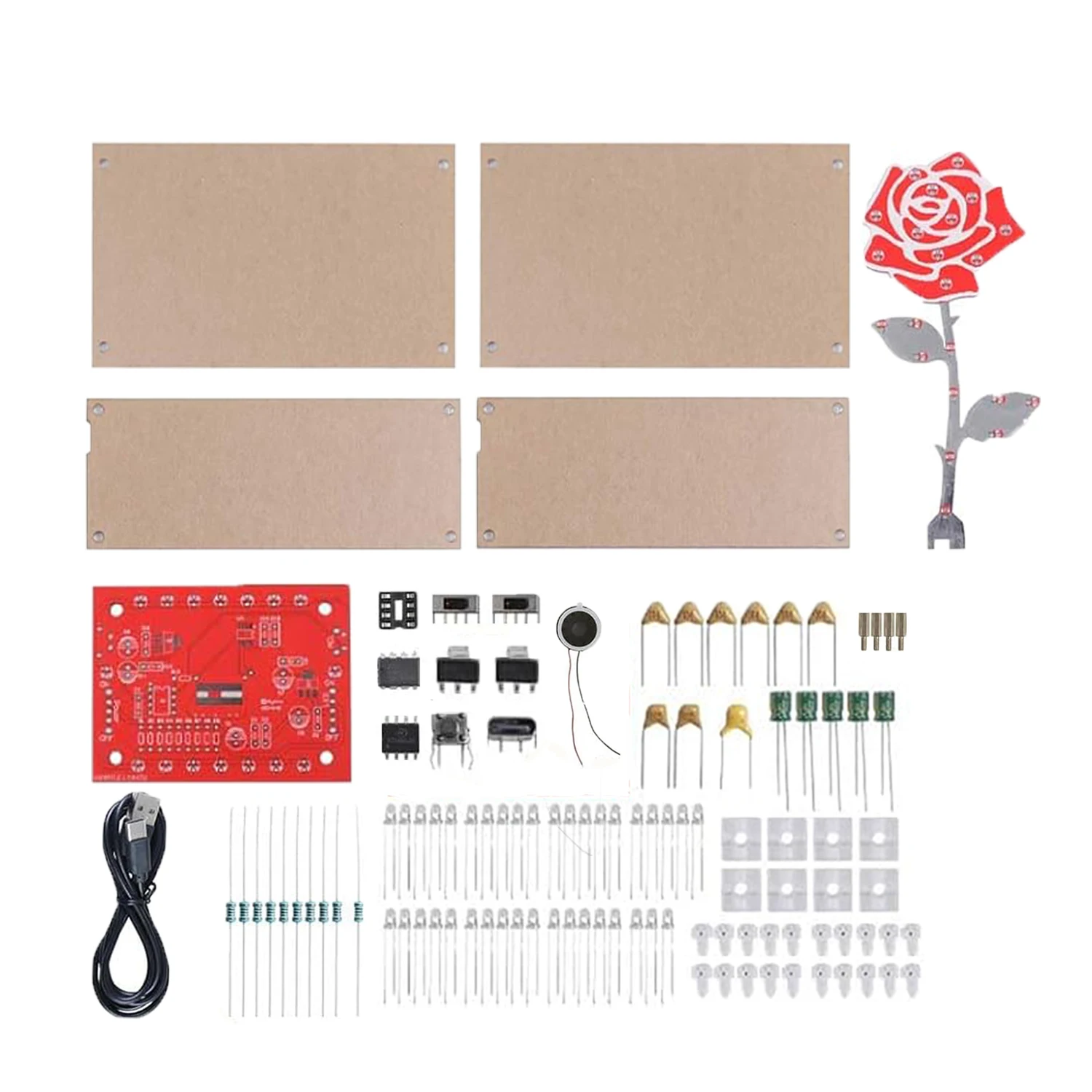 DIY LED Rose Flower Soldering Project with Flashing Light Built-in Music Electronics Kit for Birthday Valentine's Day Gift
DIY LED Rose Flower Soldering Project with Flashing Light Built-in Music Electronics Kit for Birthday Valentine's Day Gift