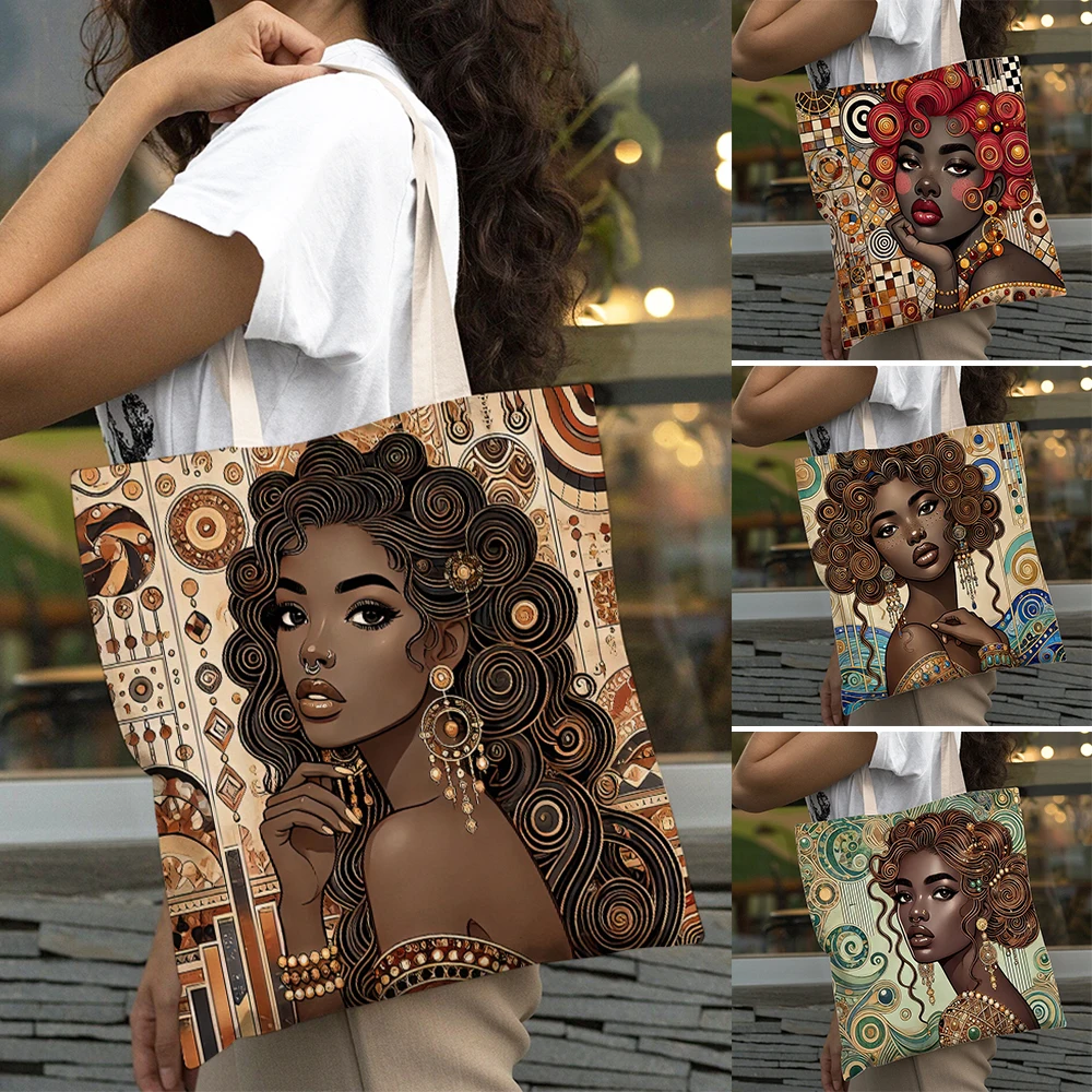 Casual Cartoon African Women Big Capacity Shopper Bags Black Girl Shopping Bag Eco Double Print Lady Tote Shoulder Handbags
Casual Cartoon African Women Big Capacity Shopper Bags Black Girl Shopping Bag Eco Double Print Lady Tote Shoulder Handbags