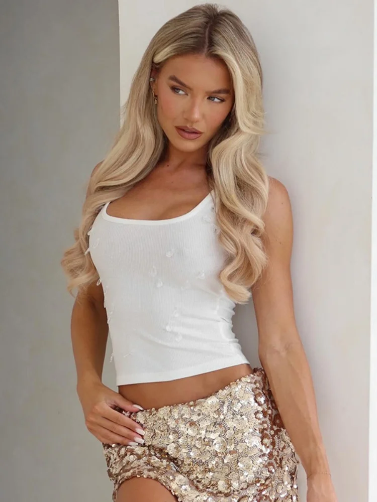 Water-drop Appliques Tank Top Women Rave Outfit Solid Y2k Crop Tops Sleeveless Camison Verano Korean Fashion Clothing Ropa Mujer
Water-drop Appliques Tank Top Women Rave Outfit Solid Y2k Crop Tops Sleeveless Camison Verano Korean Fashion Clothing Ropa Mujer