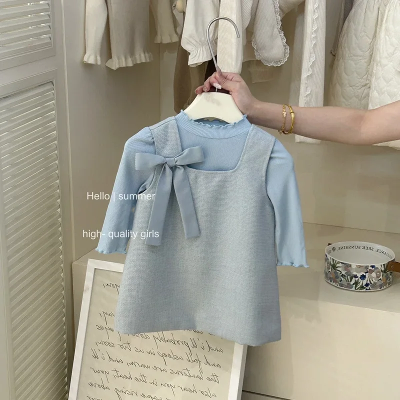 Baby Girls Blue Dress Sets Ruched Turtleneck Long Sleeve Solid Bottom Shirt+Sleeveless A-line Bows Dresses 2-8Y Children Clothes
Baby Girls Blue Dress Sets Ruched Turtleneck Long Sleeve Solid Bottom Shirt+Sleeveless A-line Bows Dresses 2-8Y Children Clothes