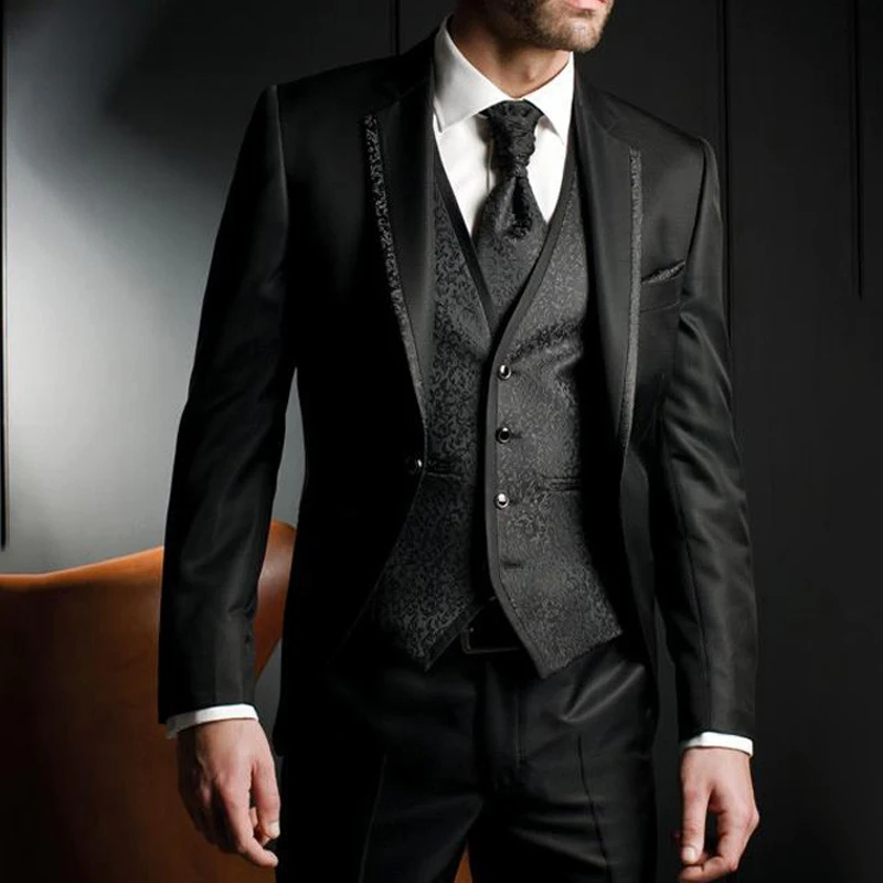Black Formal Men Suits for Wedding Slim Fit 3 Piece Floral Jacket Vest with Pants Custom Male Fashion Costume2023
Black Formal Men Suits for Wedding Slim Fit 3 Piece Floral Jacket Vest with Pants Custom Male Fashion Costume2023