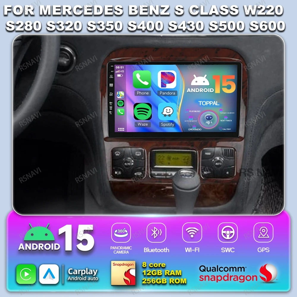 Автомобильный радиоприемник Android 15 для Mercedes Benz S Class W220 S280 S320 S350 S400 S430 - S500 S600 9/10 дюймов NO 2DIN Qualcomm Head Unit BT
Автомобильный радиоприемник Android 15 для Mercedes Benz S Class W220 S280 S320 S350 S400 S430 - S500 S600 9/10 дюймов NO 2DIN Qualcomm Head Unit BT