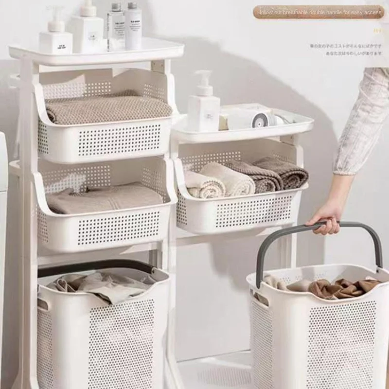 Dirty Clothes Basket Shelf Multi Layer Classification Eco Friendly Bottom Casters Movable Strong Load Bearing Ventilated
Dirty Clothes Basket Shelf Multi Layer Classification Eco Friendly Bottom Casters Movable Strong Load Bearing Ventilated