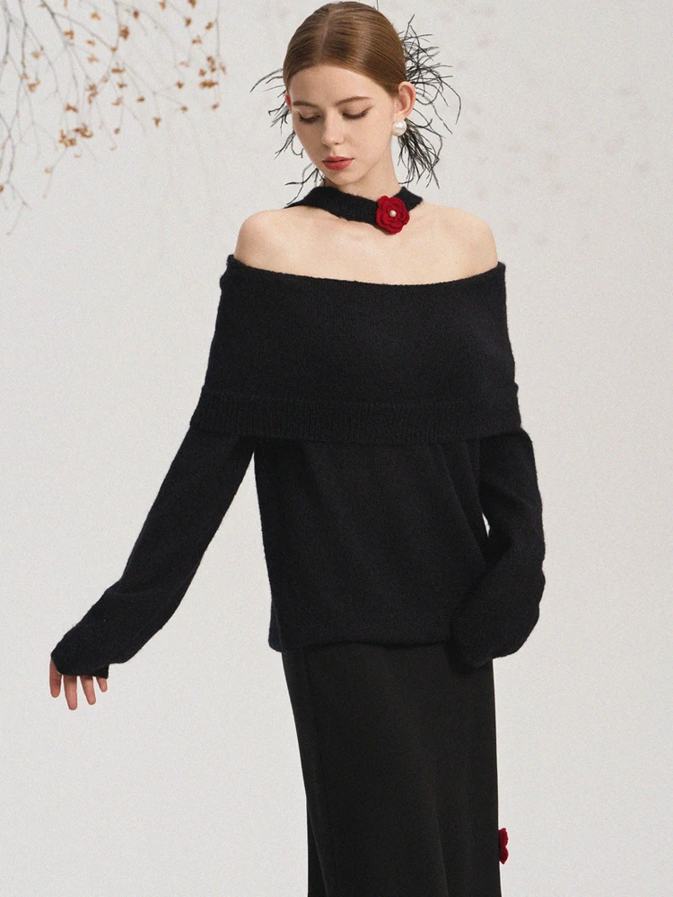 Bla Knitted One-oulder Sweater Sexy Little Red Flower Versatile Loose Fit Autumn Winter Lazy Women's Faion Top
Bla Knitted One-oulder Sweater Sexy Little Red Flower Versatile Loose Fit Autumn Winter Lazy Women's Faion Top