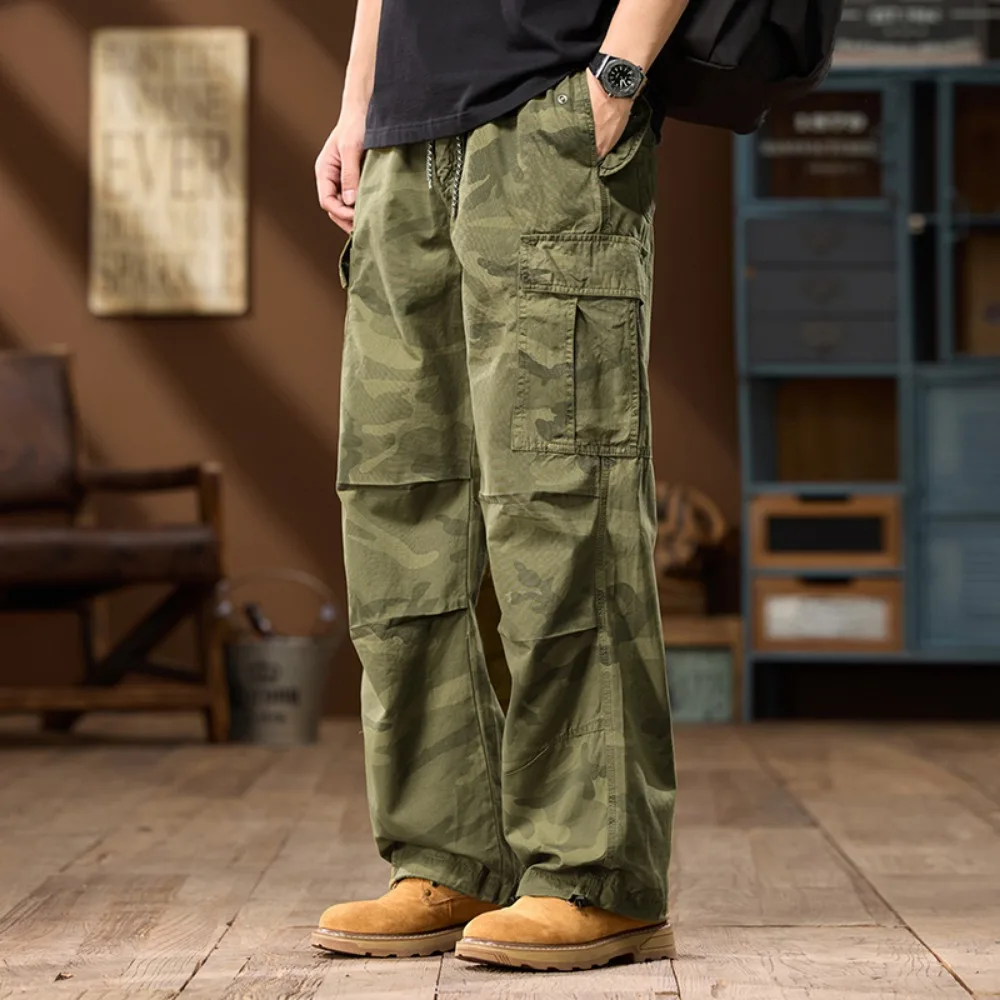Men's Vintage Multi-Pocket Cargo Pants Elastic Drawstring Waist Loose Straight Wide Leg Outdoor Streetwear Casual Work Trousers
Men's Vintage Multi-Pocket Cargo Pants Elastic Drawstring Waist Loose Straight Wide Leg Outdoor Streetwear Casual Work Trousers