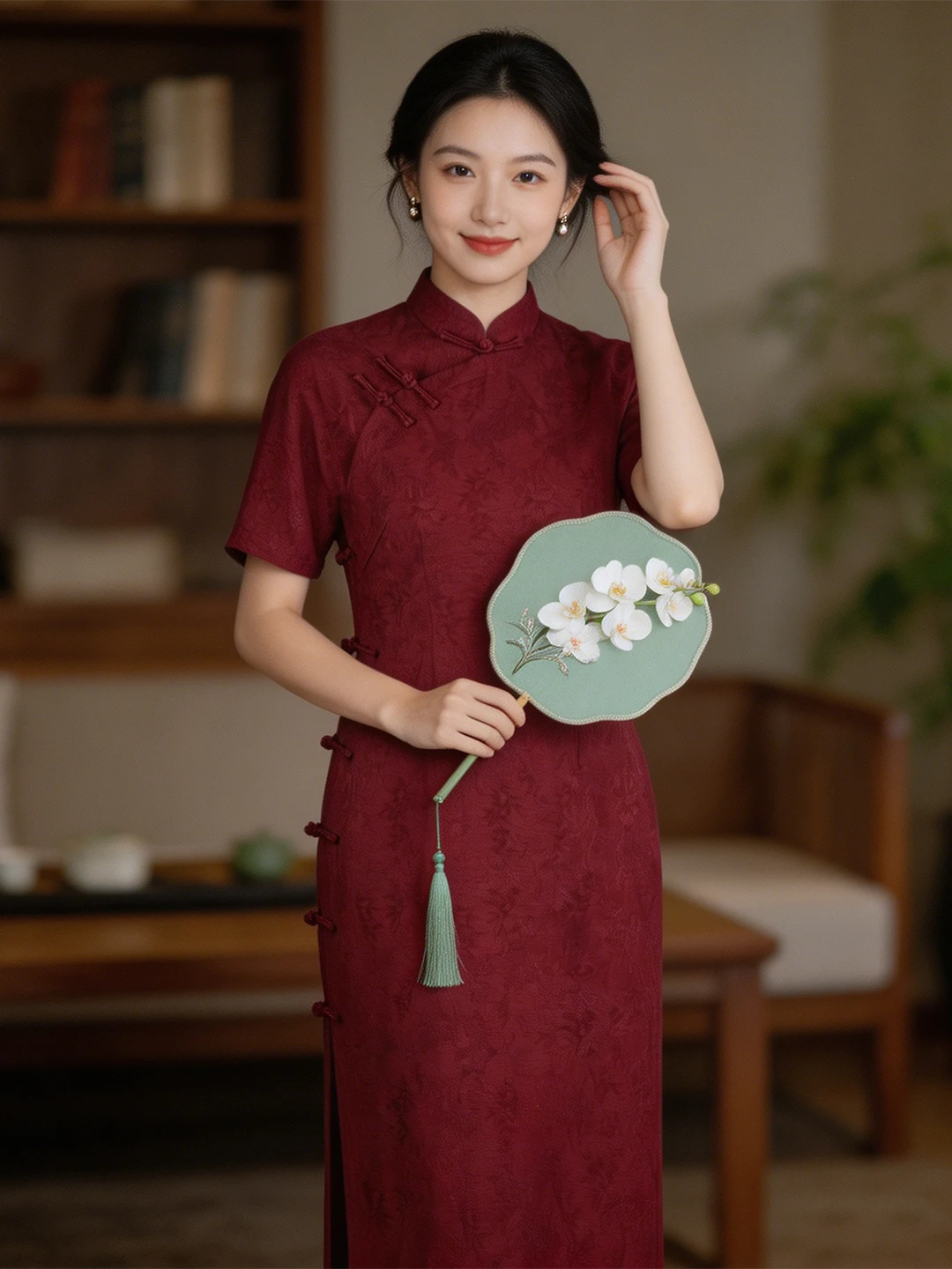 Dorabana Red Wine Color Mom's Full Opening Jaet Cotton Linen Embroidery Daily Improved Ele Long Qipao for Wom...
Dorabana Red Wine Color Mom's Full Opening Jaet Cotton Linen Embroidery Daily Improved Ele Long Qipao for Wom...