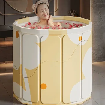 어린이 및 성인용 접이식 휴대용 욕조, 전신 두꺼운 목욕 양동이, 장기간 온도 잠금 욕조