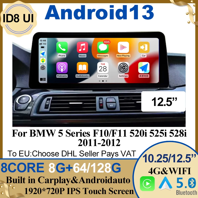 HD LCD Screen Android Auto Radio Video Player For BMW 5 Series F10 F11 Carplay AndroidAuto GPS Navigation Multimedia 4G WIFI
HD LCD Screen Android Auto Radio Video Player For BMW 5 Series F10 F11 Carplay AndroidAuto GPS Navigation Multimedia 4G WIFI