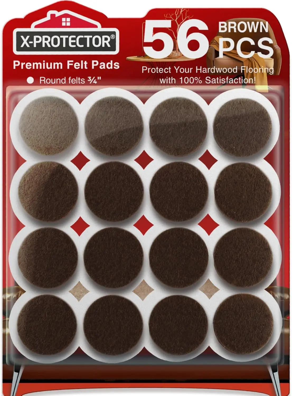 56 PCS 3/4" Felt Furniture Pads - Protect Hardwood Floors from Scratches (Brown, Round)
56 PCS 3/4" Felt Furniture Pads - Protect Hardwood Floors from Scratches (Brown, Round)