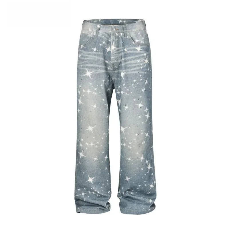 IEFB Design Men's Casual Denim Pants Stars Printing Sportswear Leisure Trousers for Middle-Aged Cleanfit Style Universal Size
IEFB Design Men's Casual Denim Pants Stars Printing Sportswear Leisure Trousers for Middle-Aged Cleanfit Style Universal Size