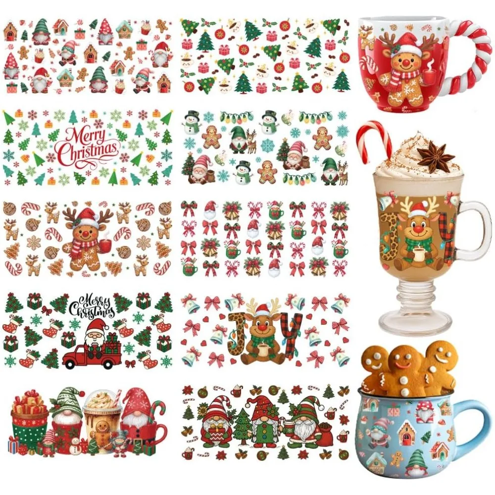 10 Sheets Christmas UV DTF Cup Wraps Red Green Xmas Rub on Transfer Decals Santa Dwarf Deer Snowman Transfers
10 Sheets Christmas UV DTF Cup Wraps Red Green Xmas Rub on Transfer Decals Santa Dwarf Deer Snowman Transfers