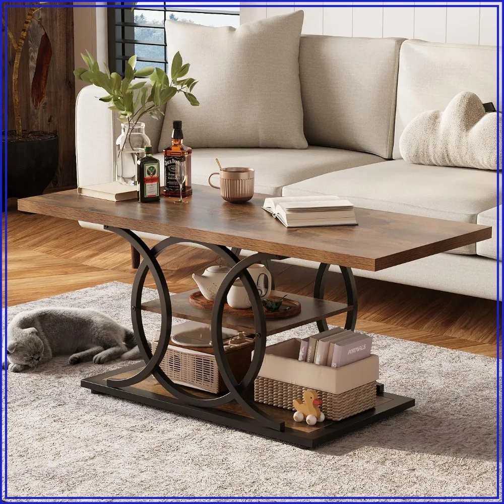 Rustic Coffee Table with Storage, 3-Tier Industrial Center Table for Living Room, Farmhouse Wooden Rectangle Cocktail Table for Office Bedroom, Round Metal Frame, L-47
Rustic Coffee Table with Storage, 3-Tier Industrial Center Table for Living Room, Farmhouse Wooden Rectangle Cocktail Table for Office Bedroom, Round Metal Frame, L-47