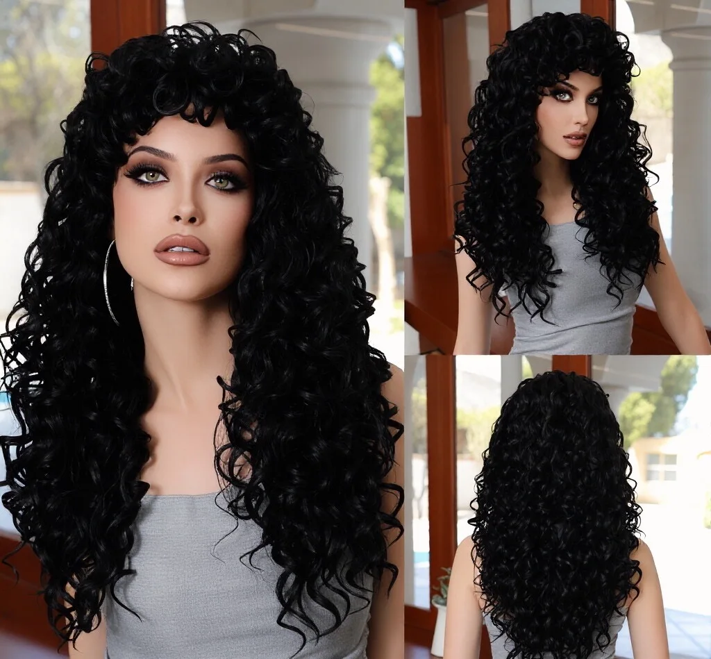 European and American new air bangs wool curls Latin American long curls fashionable wig for women full head
European and American new air bangs wool curls Latin American long curls fashionable wig for women full head