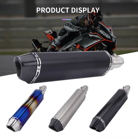 High Performance Universal 470mm Long Straight Motorcycle Muffler Exhaust Escape End Tail Pipe Pot DB Killer