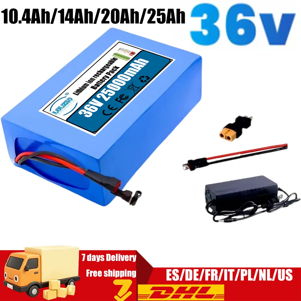 Genuine 36V Battery 10.4Ah 14Ah 20Ah 25Ah 18650 Battery Pack for 200-2000W Bike, Bicycle, Scooter & Other Motors
Genuine 36V Battery 10.4Ah 14Ah 20Ah 25Ah 18650 Battery Pack for 200-2000W Bike, Bicycle, Scooter & Other Motors