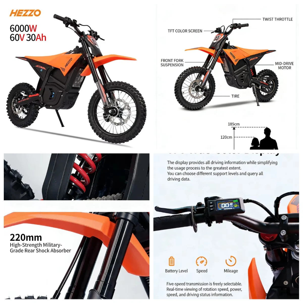 3500W Mid-Drive Electric Motorcycle 60V 27Ah 14 Inch CE GCC Adult E-Bike
3500W Mid-Drive Electric Motorcycle 60V 27Ah 14 Inch CE GCC Adult E-Bike