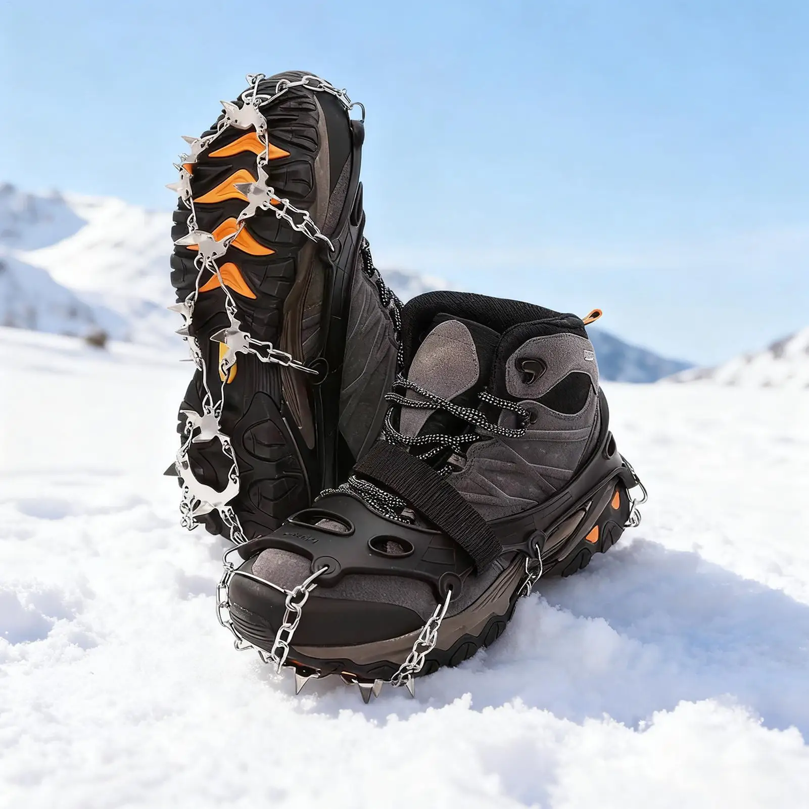 Кошки для пеших прогулок, 19-зубчатые тяговые захваты, противоскользящие шипы для обуви для женщин и мужчин, пеший туризм, скалолазание, рыбалка, зима
Кошки для пеших прогулок, 19-зубчатые тяговые захваты, противоскользящие шипы для обуви для женщин и мужчин, пеший туризм, скалолазание, рыбалка, зима