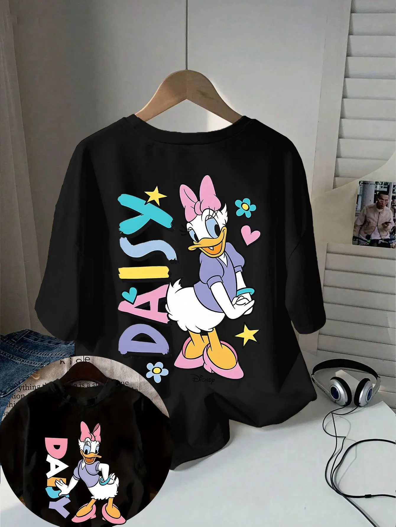 Футболка с двусторонним принтом мультфильма Диснея и хризантемы, мужской и женский повседневный топ с короткими рукавами и круглым вырезом
Футболка с двусторонним принтом мультфильма Диснея и хризантемы, мужской и женский повседневный топ с короткими рукавами и круглым вырезом