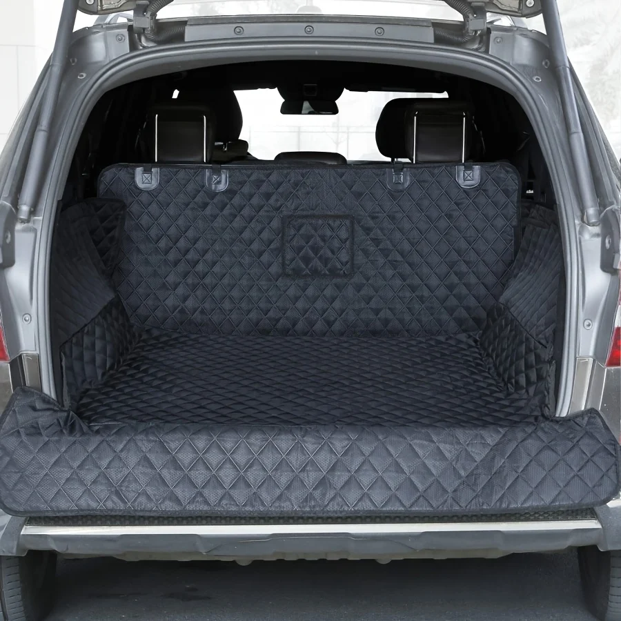 Pet Cargo Cover for Dogs | Non-Slip, Large Size Universal Fit, Black Polyester Mat for SUVs, Sedans, Vans with Bumper Flap Protector
Pet Cargo Cover for Dogs | Non-Slip, Large Size Universal Fit, Black Polyester Mat for SUVs, Sedans, Vans with Bumper Flap Protector