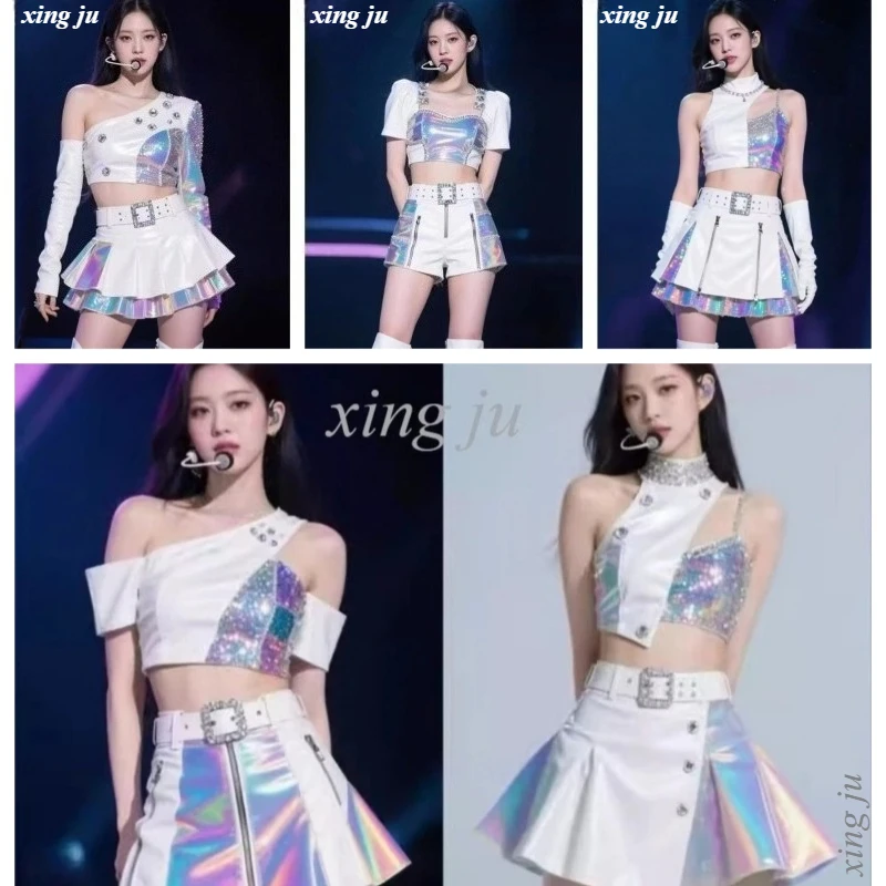 Костюмы для выступлений Xing Ju: белые топы-халтер, сексуальные юбки для диджеев, обтягивающие шорты, наряды для джазовых танцев, костюмы для женщин-певиц, K-pop, сценические шоу
Костюмы для выступлений Xing Ju: белые топы-халтер, сексуальные юбки для диджеев, обтягивающие шорты, наряды для джазовых танцев, костюмы для женщин-певиц, K-pop, сценические шоу