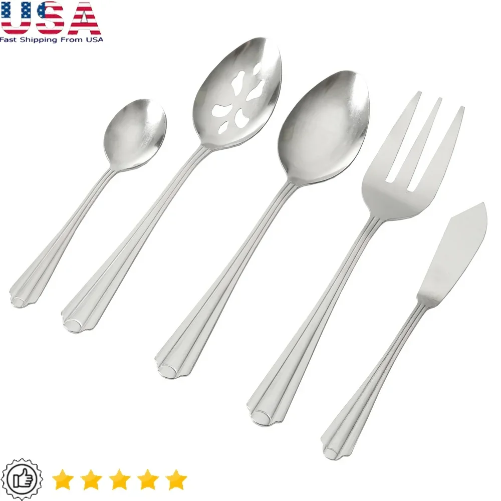 Stainless Steel 45 Piece Flatware Set Tumble Finish Service 8 Includes Dinner Forks Spoons Knives Serving Tools
Stainless Steel 45 Piece Flatware Set Tumble Finish Service 8 Includes Dinner Forks Spoons Knives Serving Tools