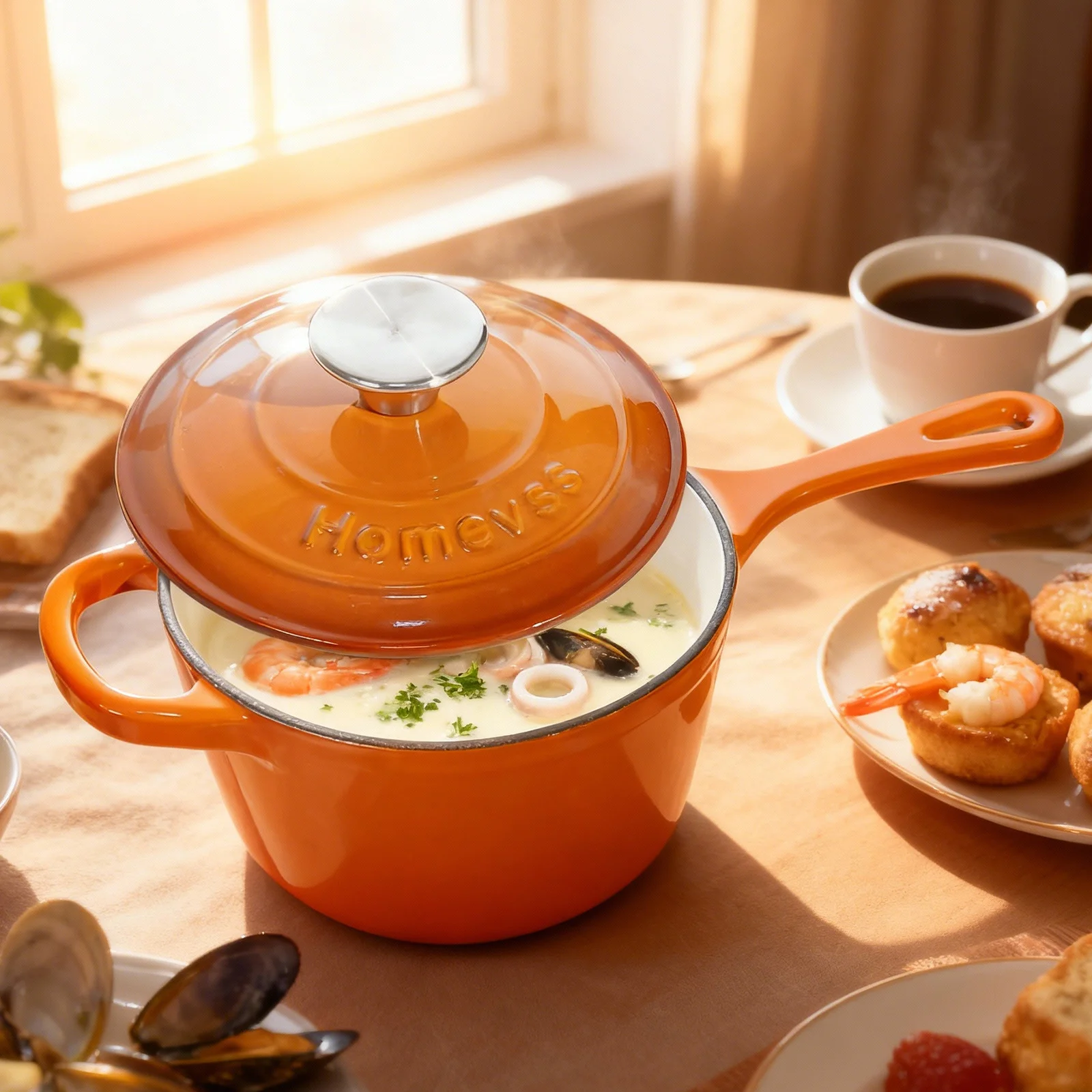 1.75QT Enameled Cast Iron Sauce Pan, Enameled Saucepan with Lid, Small Dutch Oven Cooking Kitchen Pot, Nonstick & Heavy Duty for Cooking Pasta Sauce, Gravy, Puddings, Marinate, Boiling - Orange
1.75QT Enameled Cast Iron Sauce Pan, Enameled Saucepan with Lid, Small Dutch Oven Cooking Kitchen Pot, Nonstick & Heavy Duty for Cooking Pasta Sauce, Gravy, Puddings, Marinate, Boiling - Orange