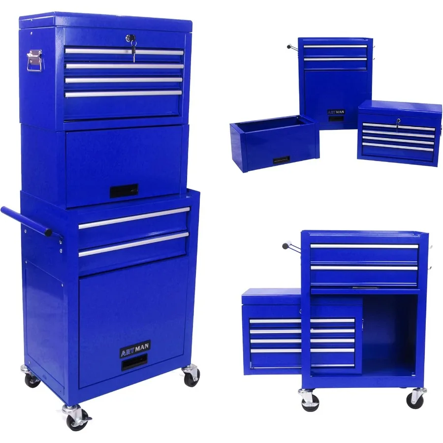 Tool Chest 3-in-1 Rolling 6 Drawers Tool Cabinet with Detachable Top Toolbox Middle Tool Storage Universal Lockable Wheels Prot
Tool Chest 3-in-1 Rolling 6 Drawers Tool Cabinet with Detachable Top Toolbox Middle Tool Storage Universal Lockable Wheels Prot