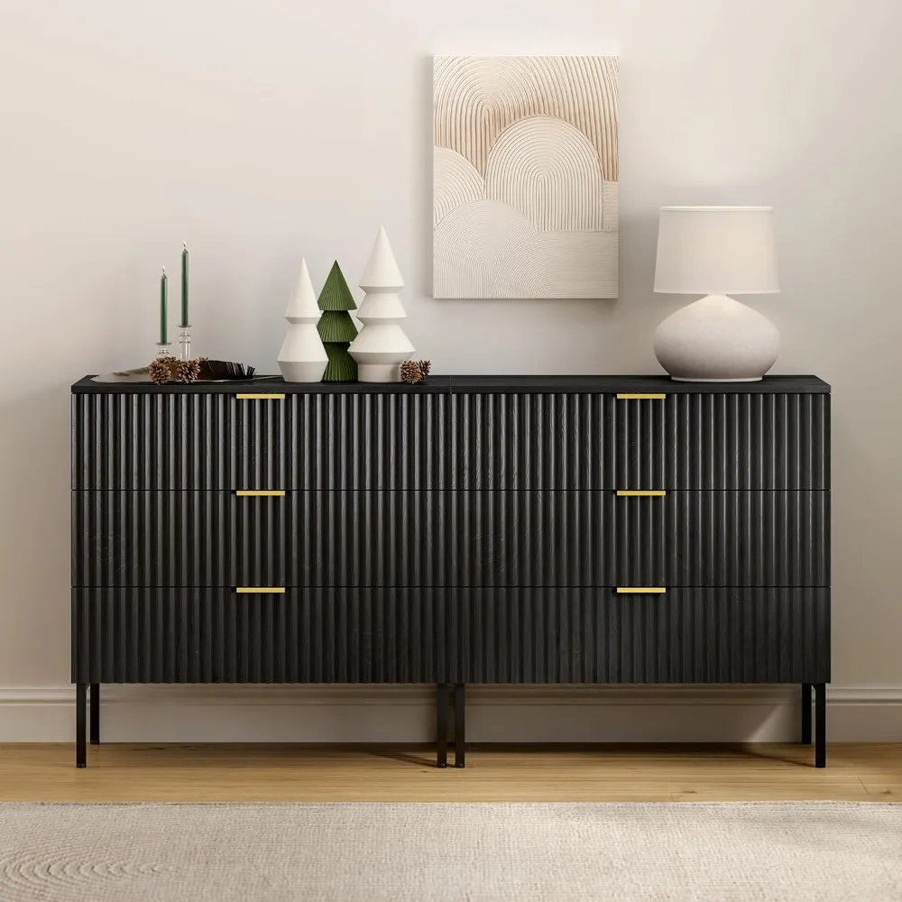 Fluted 3 Drawer Dresser Set of 2, Wood Chest of Drawers with Storage Modern Wide Nightstand Bedside with Metal Legs and Handles
Fluted 3 Drawer Dresser Set of 2, Wood Chest of Drawers with Storage Modern Wide Nightstand Bedside with Metal Legs and Handles